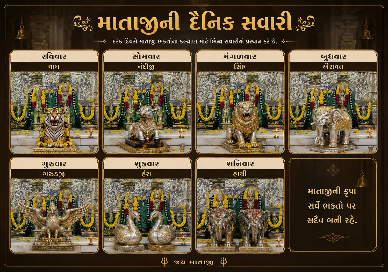માતાજીની દૈનિક સવારી — સાપ્તાહિક દર્શન પોસ્ટર